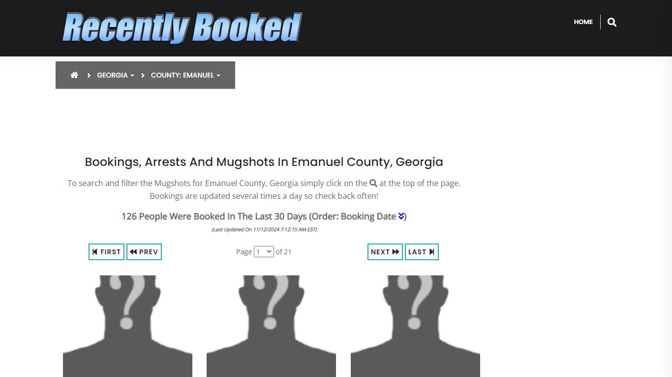 Bookings, Arrests and Mugshots in Emanuel County, Georgia - Recently Booked