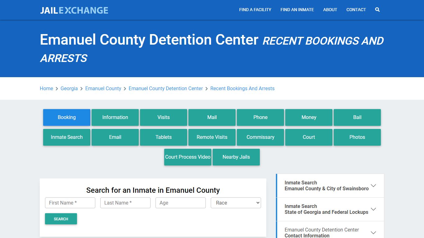 Emanuel County Detention Center Recent Bookings And Arrests - Jail Exchange