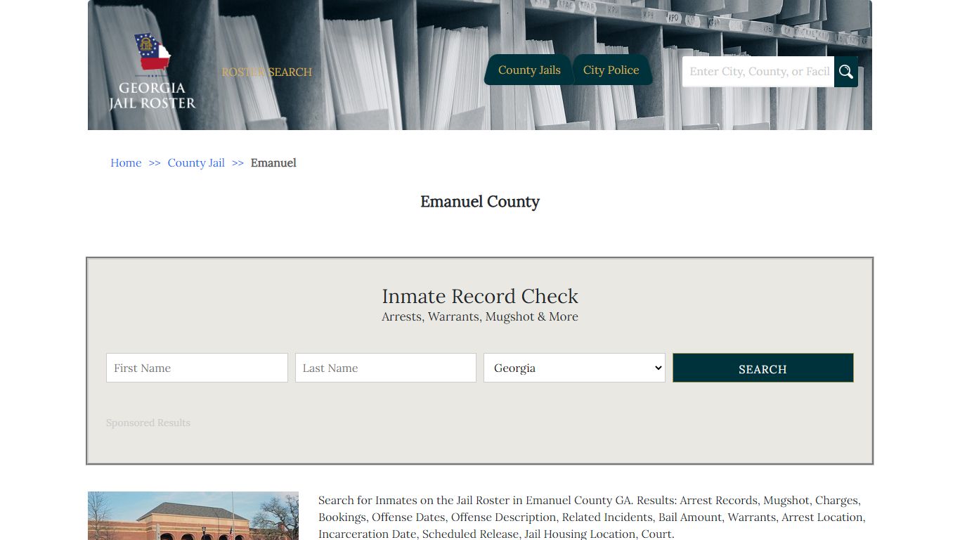 Emanuel County - Georgia Jail Inmate Search