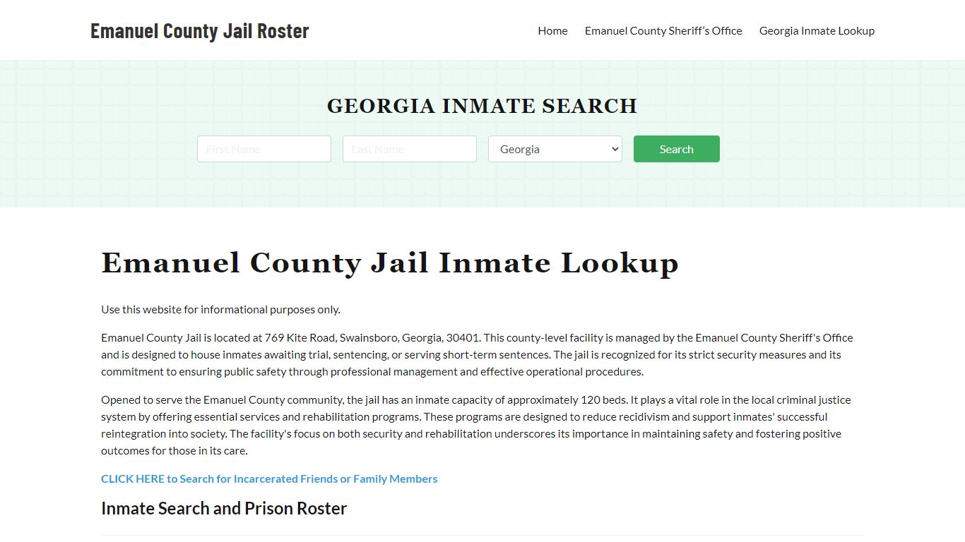 Emanuel County Jail Roster Lookup, GA, Inmate Search