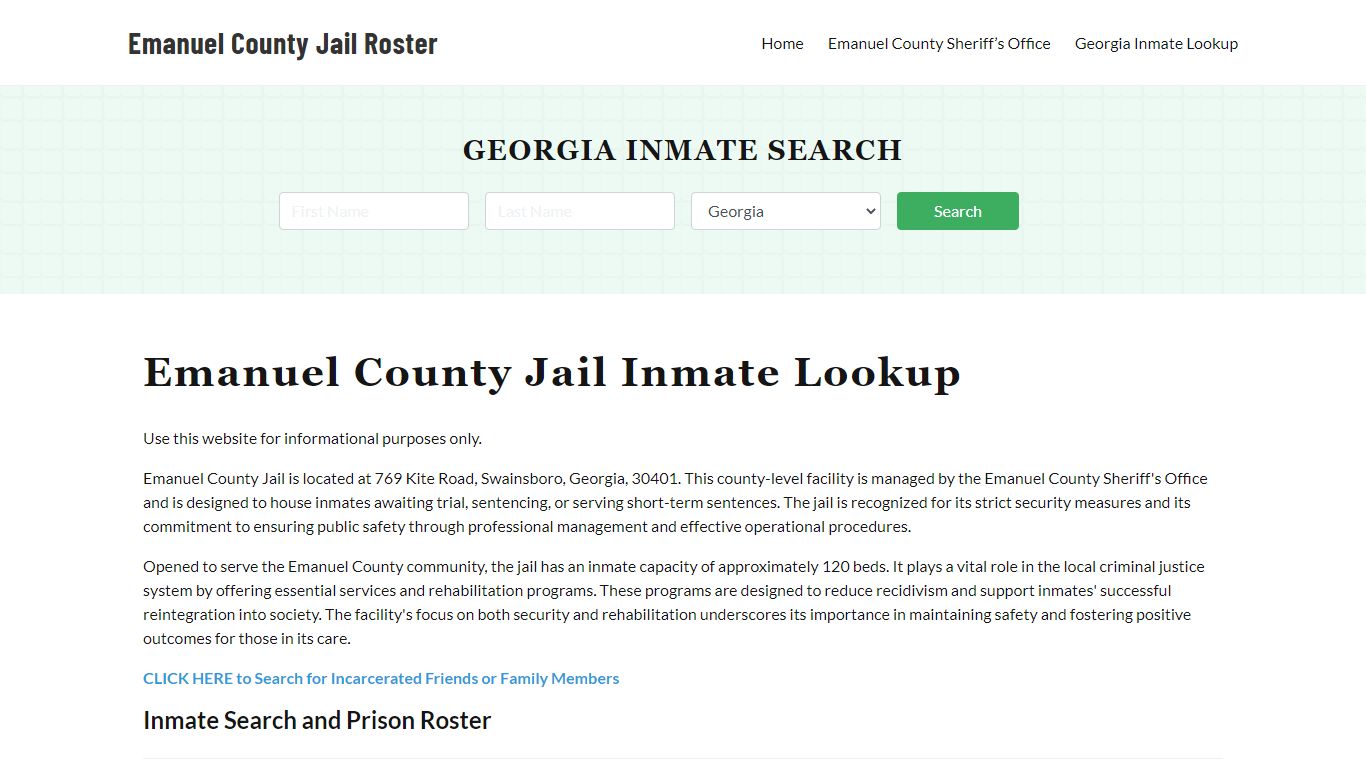 Emanuel County Jail Roster Lookup, GA, Inmate Search